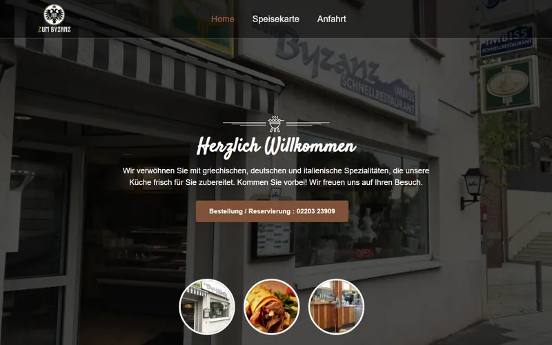 Website von Zum Byzanz am Computer